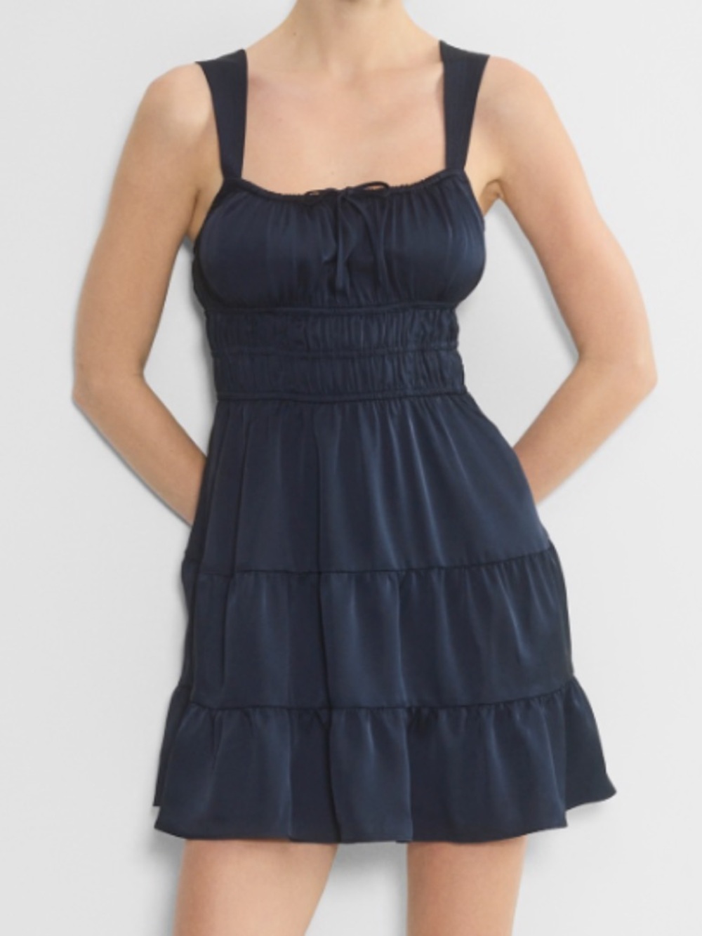 Aritzia Martine Dress Navy Smocked Tiered Sundress - Women's